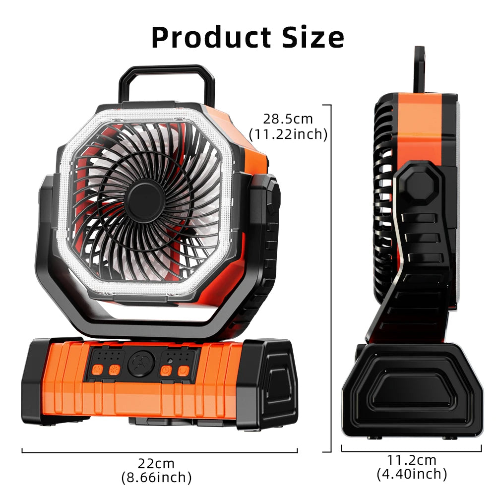 SmartGearPros 20000mAh Rechargeable Fan – Portable Cooling Power for Camping, Garage & Emergency Use