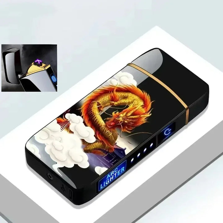 SmartGearPros Electric Windproof Metal Lighter Double Arc Flameless Plasma Rechargeable USB Lighter LED Power Display Touch Sensor Lighters