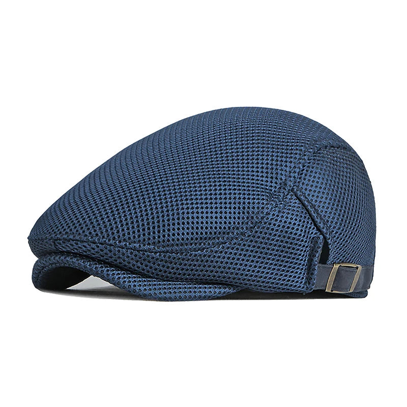 1Pc Mens Casual Hat Berets Caps For Spring Summer Autumn Flat Cap Breathable Mesh Cap Flat Peaked Beret Hats Golf Hat product image showing features or usage