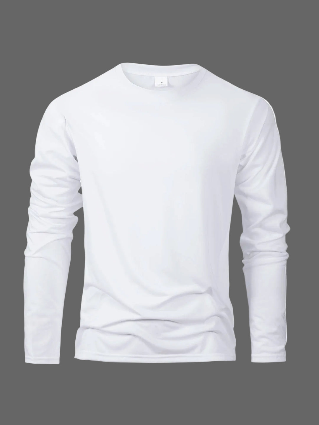 White long-sleeve shirt on a gray background