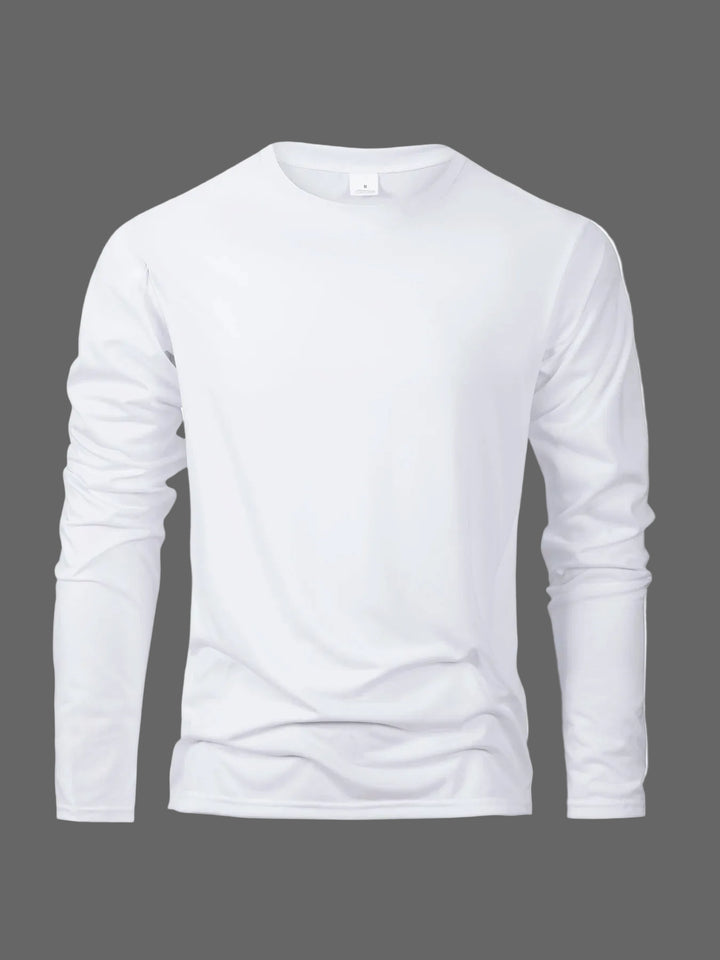 White long-sleeve shirt on a gray background