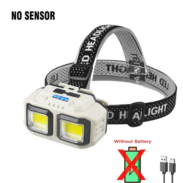 Powerful Led Induction Headlamp 4 Lighting Modes Type C Charge Head Flashlight Outdoor Waterproof Camping Fishing Headlight product image showing features or usage