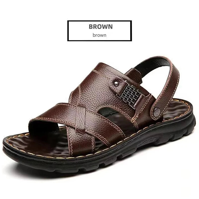 SmartGearPros LeatherStride Sandals - Genuine Cowhide Leather Beach Sandals