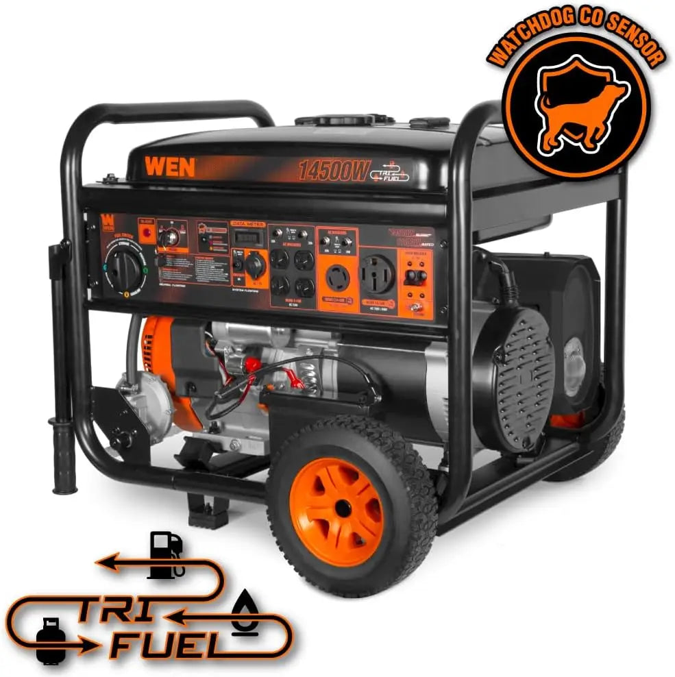 WEN generator with 'Tri Fuel' feature on a white background