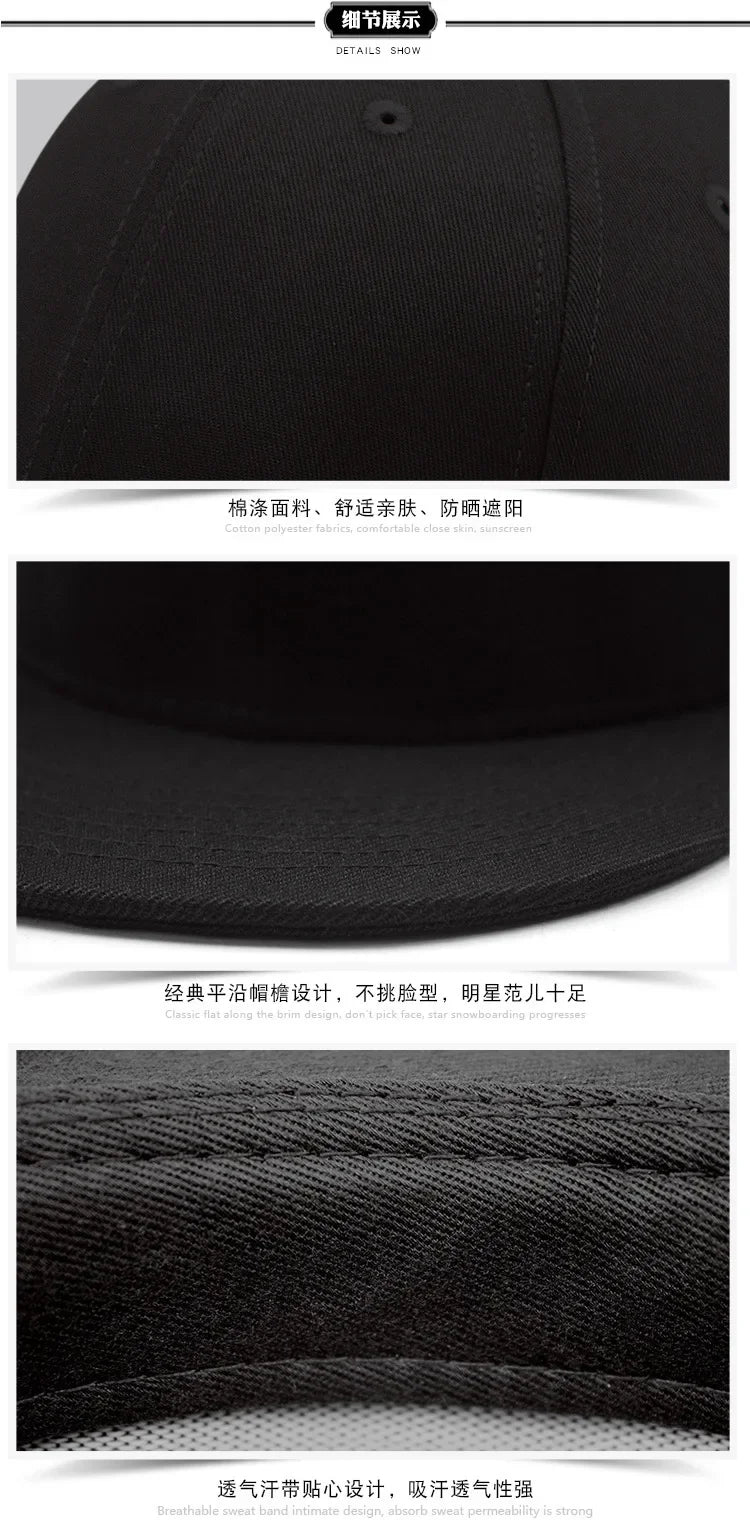 Big Bone Man Plus Size 64Cm Baseball Caps Adult Flat Peak Hip Hop Fitted Hat Men Women Large Size Snapback Cap Size 60Cm 62Cm product image showing features or usage