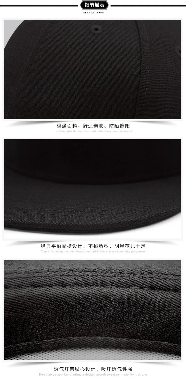 Big Bone Man Plus Size 64Cm Baseball Caps Adult Flat Peak Hip Hop Fitted Hat Men Women Large Size Snapback Cap Size 60Cm 62Cm product image showing features or usage