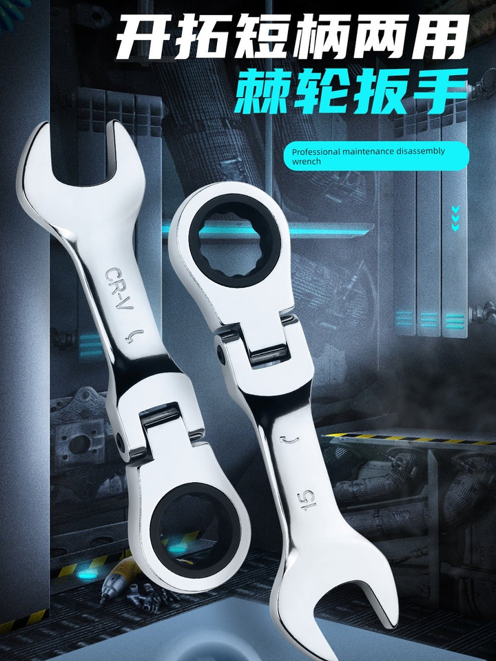 SmartGearPros Short Handle Fast Ratchet Wrench – Dual-Purpose, Labor-Saving, Offset Spanner (10-13mm)