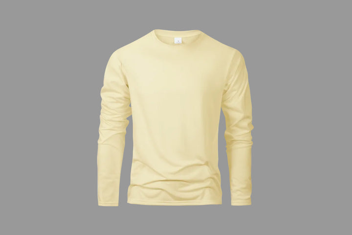 Beige long-sleeve shirt on a gray background