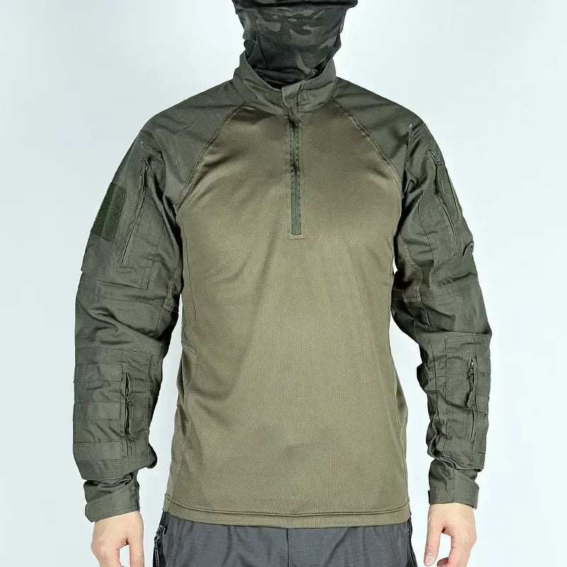 Green tactical jacket on a white background