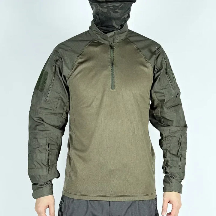 Green tactical jacket on a white background