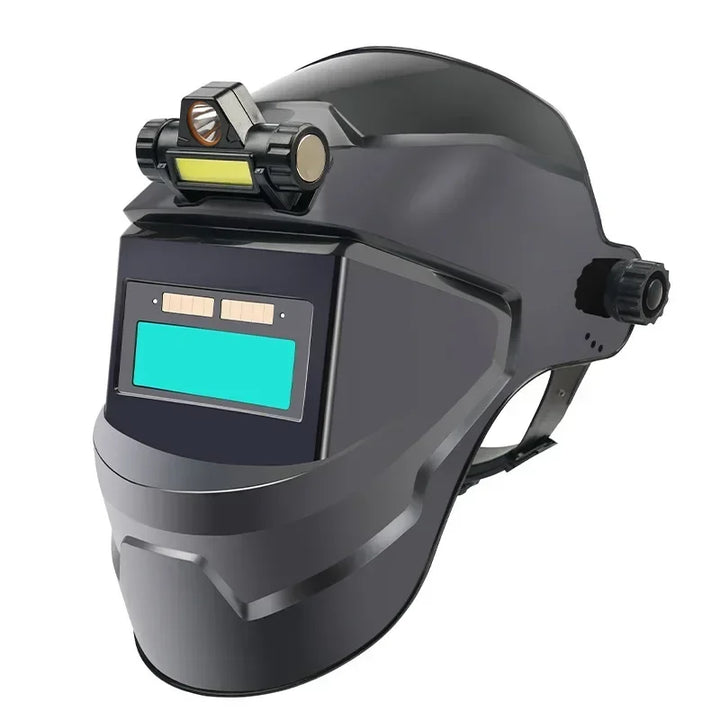 Pc Welding Masks Automatic Variable Light Adjustment Large View Auto Darkening Welding Facemask For Arc Welding Grinding Cutting product image showing features or usage