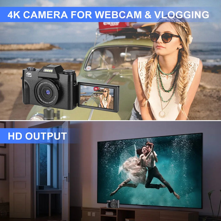 SmartGearPros 4K Digital Camera – 48MP, 16X Zoom & 3'' Flip Screen for Vlogging & Photography