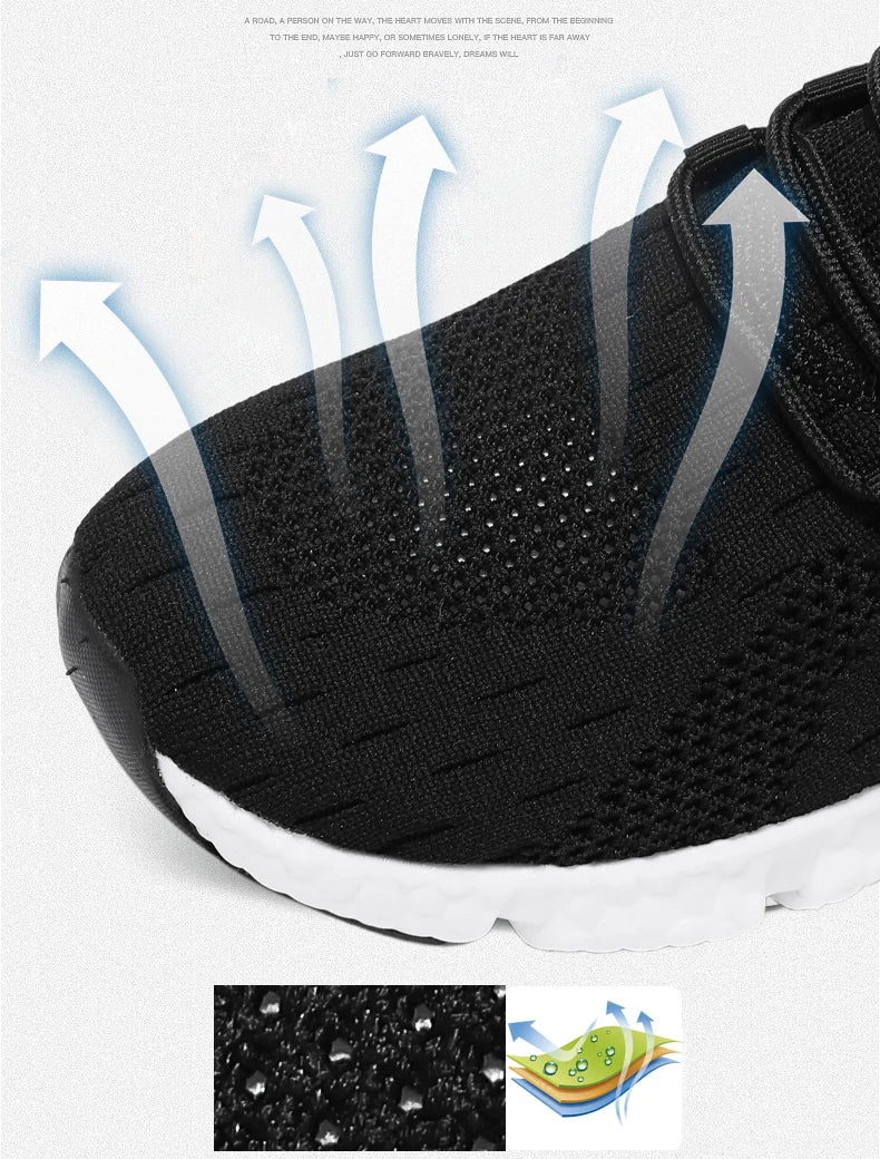 Sneakers in hand showing lightweight construction