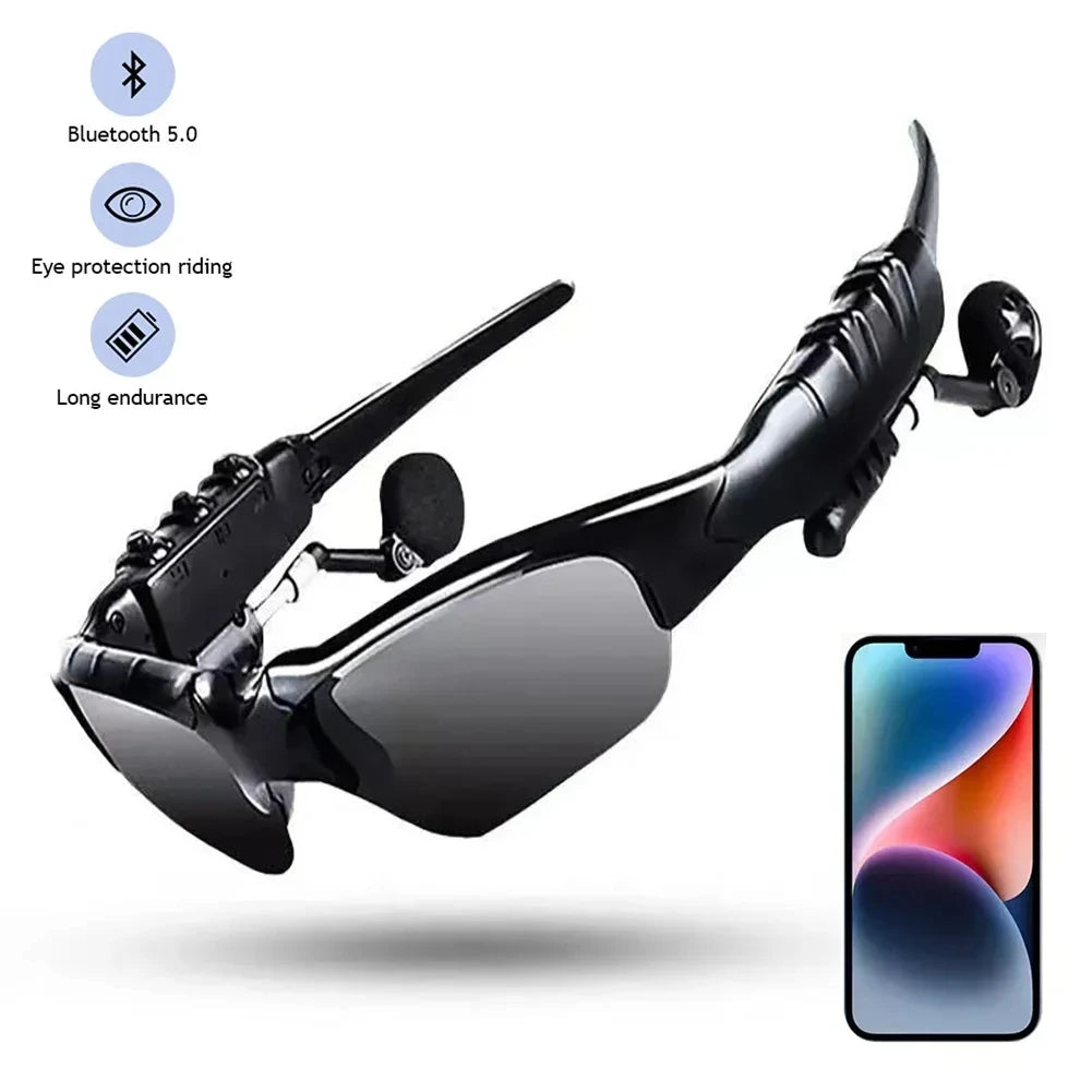 Sports Stereo Wireless Bluetooth Cycling Sunglasses 5 0 Headset Telephone Polarized Driving Sunglasses Mp3 Riding Eyes Glasses product image showing features or usage