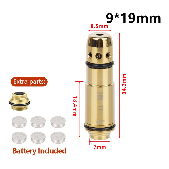 SmartGearPros Tactical 9mm/7.62x39 Training Laser Bullet - Dry Fire Bore Sight Snap Cap
