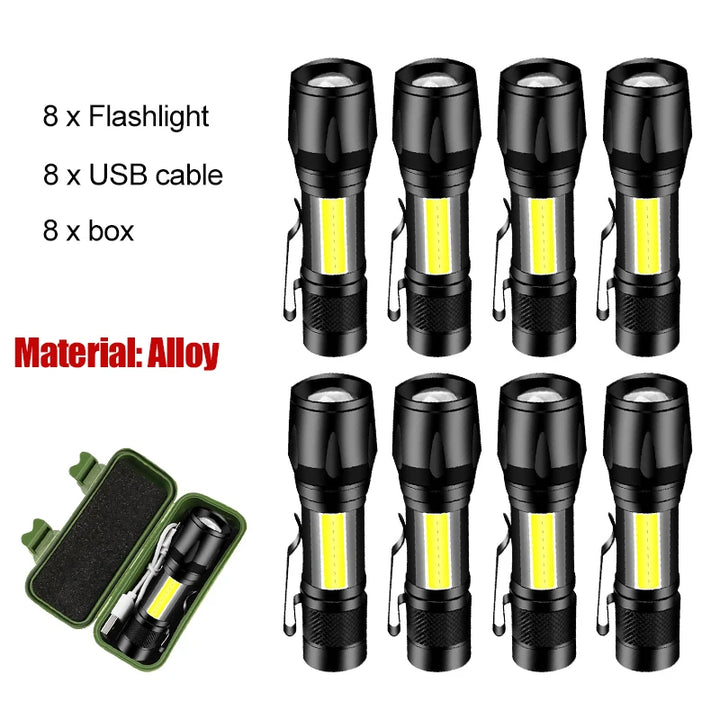 Flashlight beam shining into foggy distance for visibility