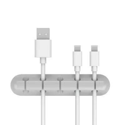 SmartGearPros Silicone USB Cable Organizer – 3/5/7-Hole Cable Winder for Desk, Car, or Wall Mounting