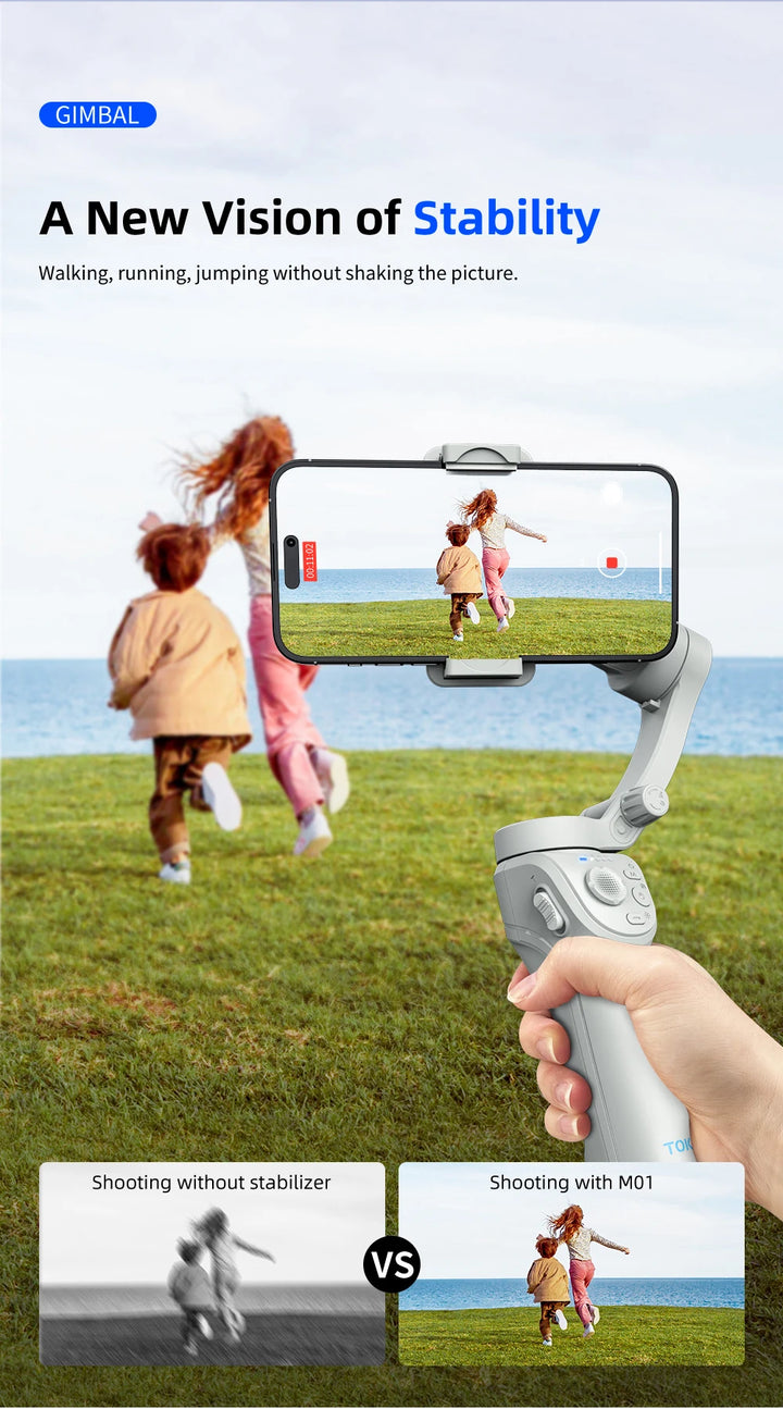 SmartGearPros 3-Axis Smartphone Gimbal – TOKQI M01 Handheld Stabilizer with Anti-Shake Tech & Add-On Options