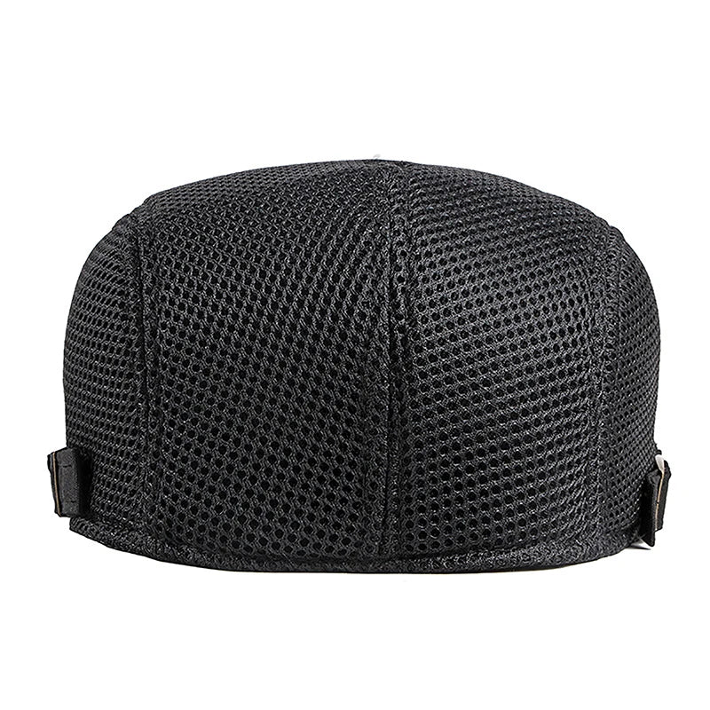 1Pc Mens Casual Hat Berets Caps For Spring Summer Autumn Flat Cap Breathable Mesh Cap Flat Peaked Beret Hats Golf Hat product image showing features or usage