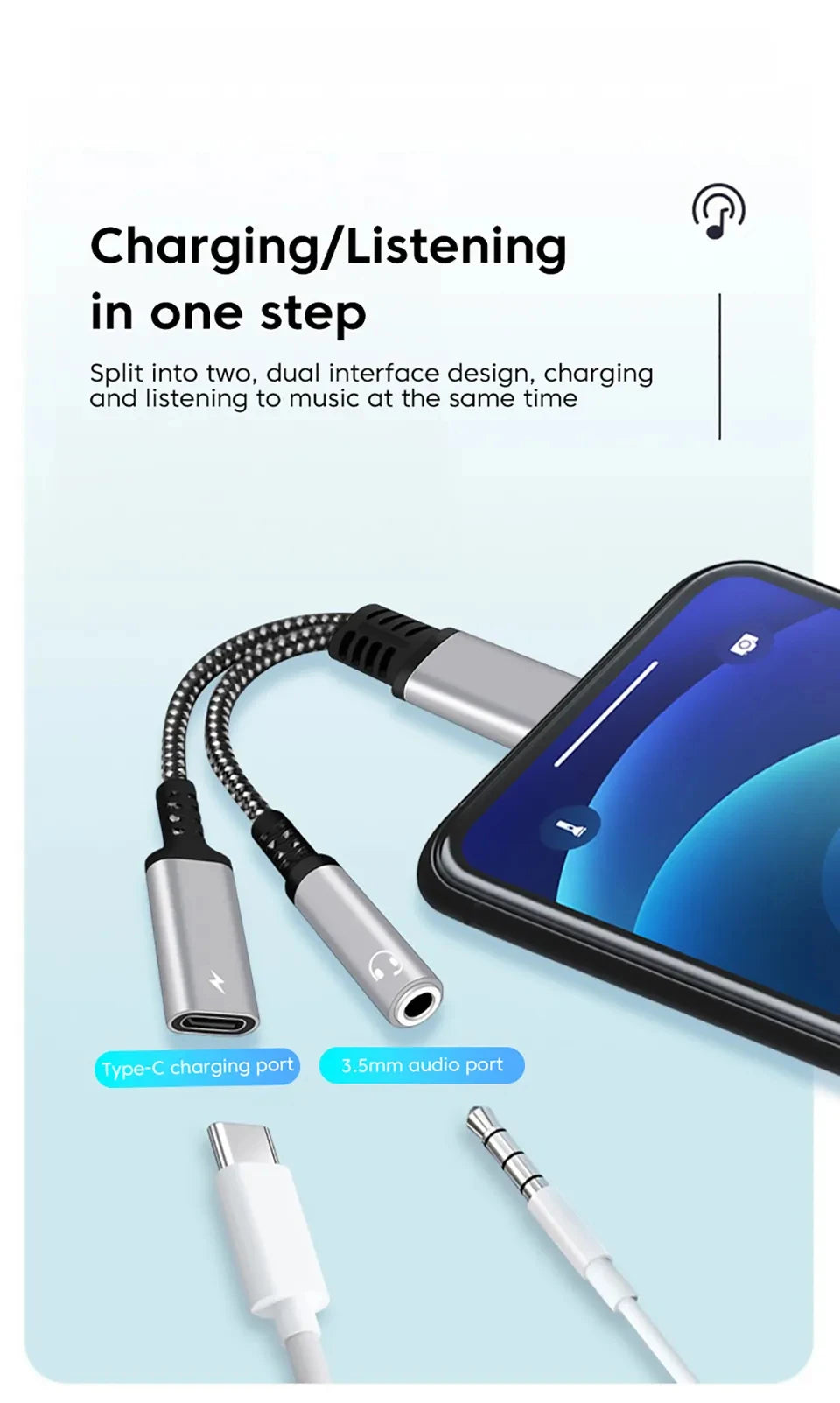 SmartGearPros USB-C to 3.5mm Adapter – 2-in-1 Audio + Charging Converter for Type-C Devices