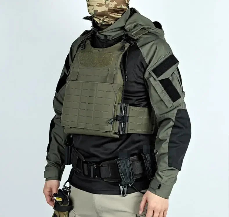 SmartGearPros Outdoor Camo Combat T-Shirt Hooded - Mens Tactical Shirt Airsoft Paintball Hunting