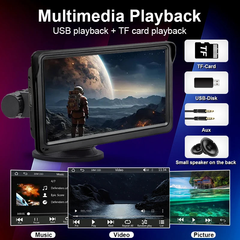 SmartGearPros SmartGearPros 7-Inch Car Radio Multimedia Player – Wireless CarPlay & Android Auto | Touchscreen with Bluetooth, Mirror Link, & Adjustable Mount