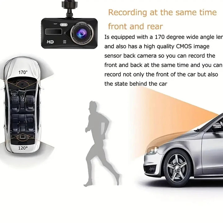 1080P Front & Rear Dash Cam – 4-inch Touchscreen