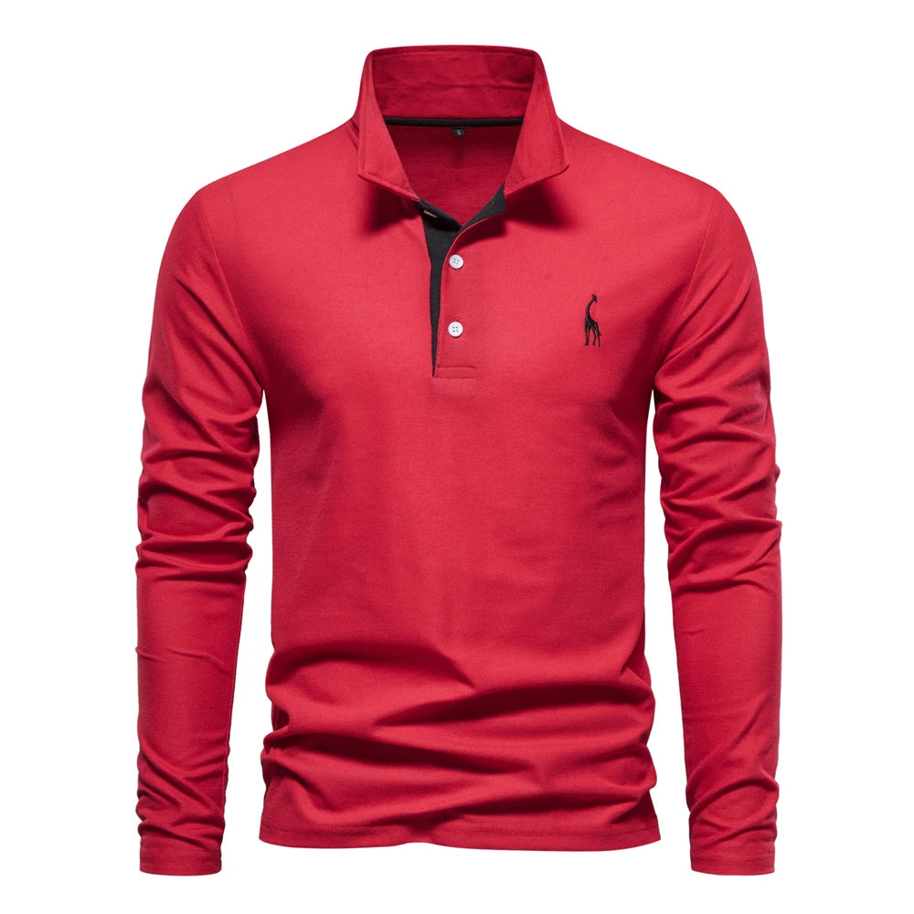 SmartGearPros SmartGearPros Men’s Embroidered Polo Shirt – Long Sleeve Business Casual Fashion