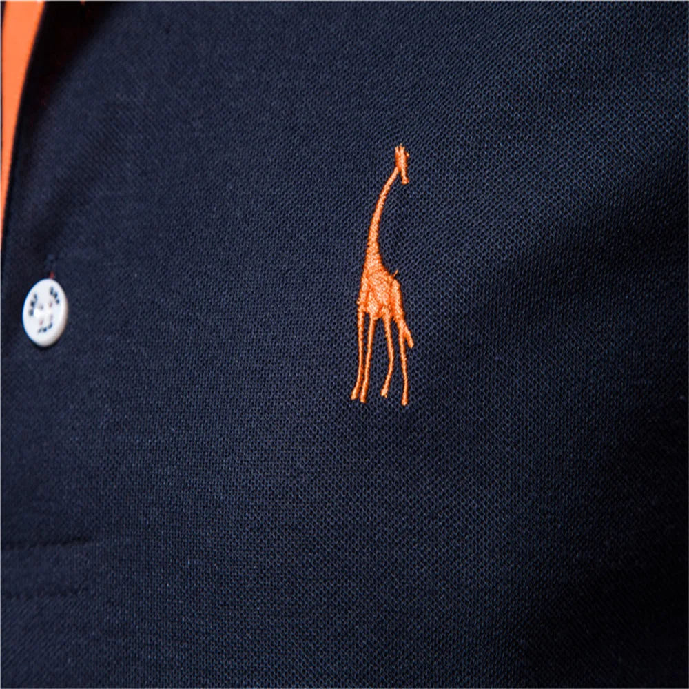 SmartGearPros WildStride Polo – Embroidered Giraffe, Bold Color Blocks & Cool Comfort