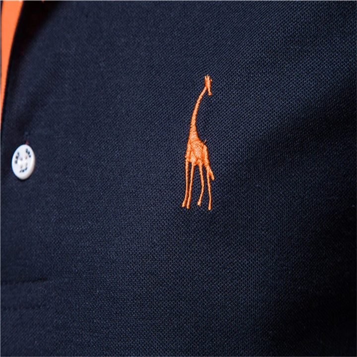 SmartGearPros WildStride Polo – Embroidered Giraffe, Bold Color Blocks & Cool Comfort