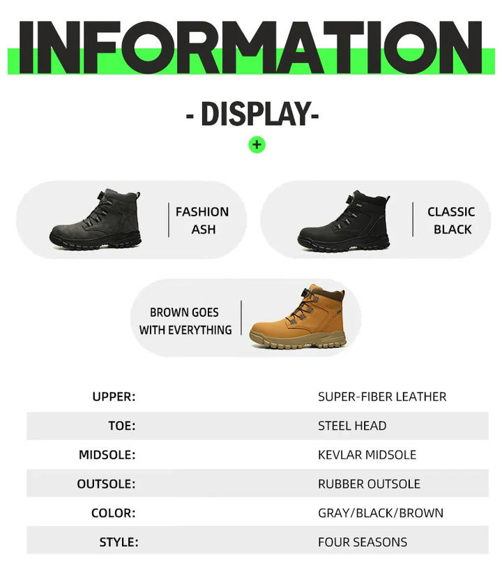 SmartGearPros Indestructible Steel-Toe Boots – Waterproof Safety Footwear for Rugged Work & Weather