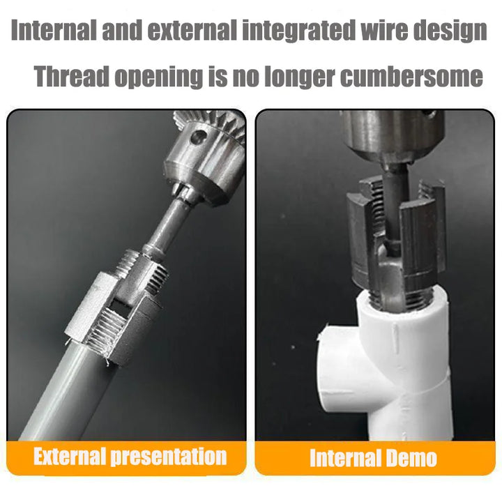 Metal tool with internal and external integrated wire design on a black background