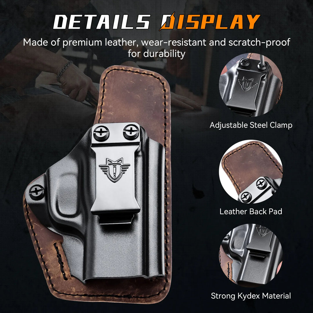 SmartGearPros 2026 Concealed Carry IWB Holster - Kydex Leather Quick Draw Pistol Holder