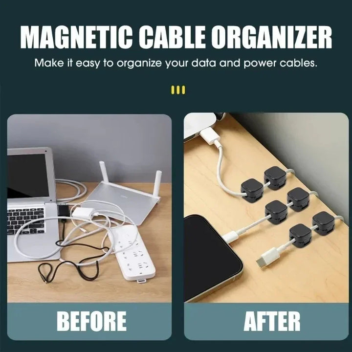 SmartGearPros Magnetic Cable Clip – Adhesive Cord Organizer with Snap-On Holders for Desk, Car & Wall Use