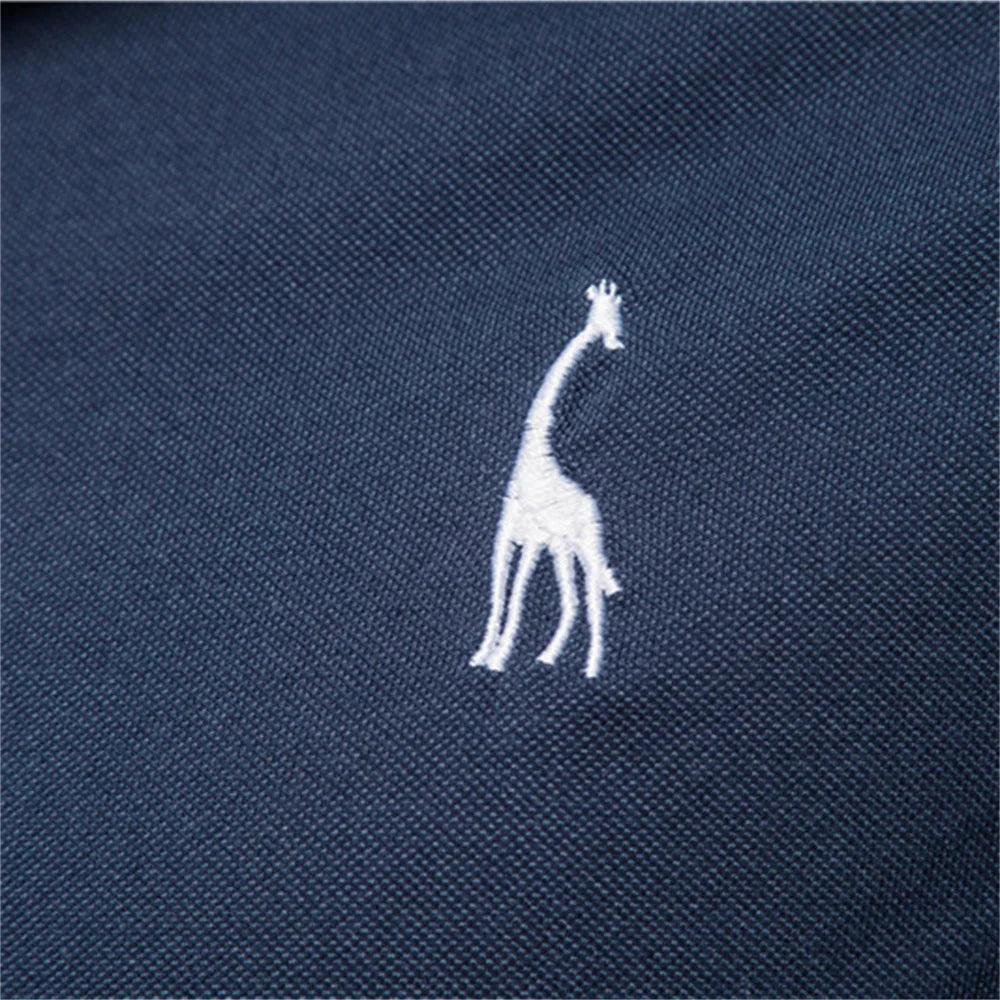 SmartGearPros Embroidered Polo – Men’s Cotton Shirt with Giraffe Design for Casual Class