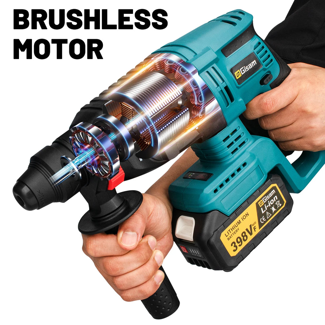 26Mm Brushless Electric Hammer Drill Multifunctional Rotary Hammer Cordless Impact Hammer Power Tools For Makita 18V Battery product image showing features or usage