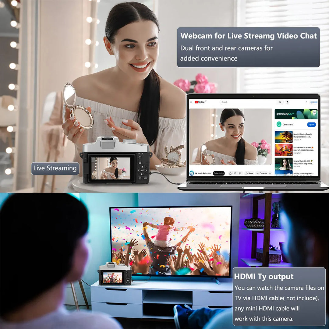 SmartGearPros 75MP Digital Camera – 4K Photography & Video Camera with High-Resolution Imaging