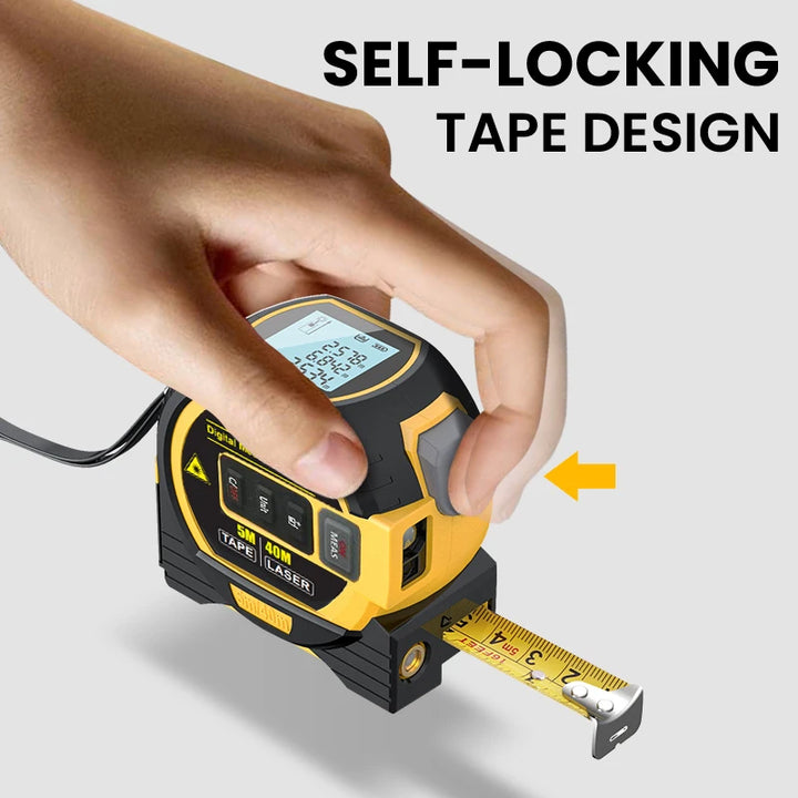 SmartGearPros 1pc Laser Tape Measure 3 In 1 Digital Tape Measure High Precision Laser Rangefinder Steel Tape Measure