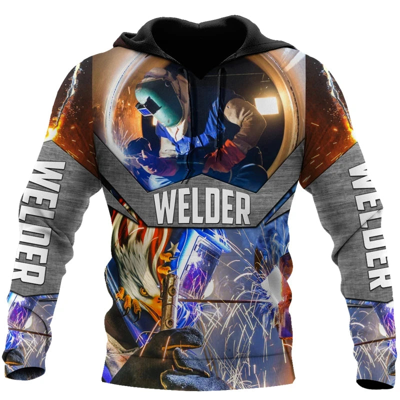 Back view of hoodie showing extended graphic design