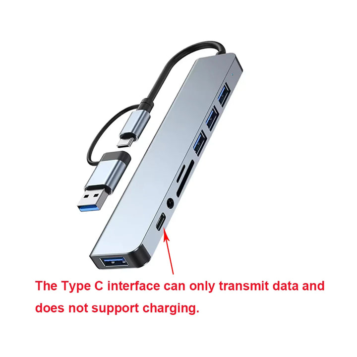 USB hub with Type C interface on a white background