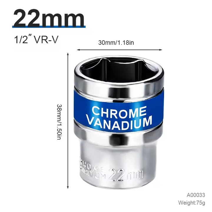 NIUXIANG 1/2" Drive Deep Impact Socket – Metric Chromium-Vanadium Steel
