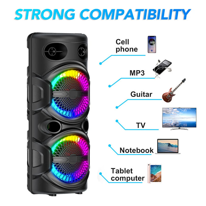 SmartGearPros 3000W Bluetooth Speaker – Portable Subwoofer Boombox with Deep Bass, LED Lights & Mic Support