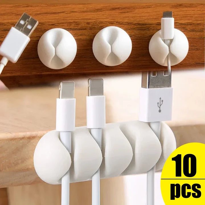 SmartGearPros Self-Adhesive Cable Clips – 1/3/5/10-Pack Silicone USB Cord Holders for Desk, Car & Home Use