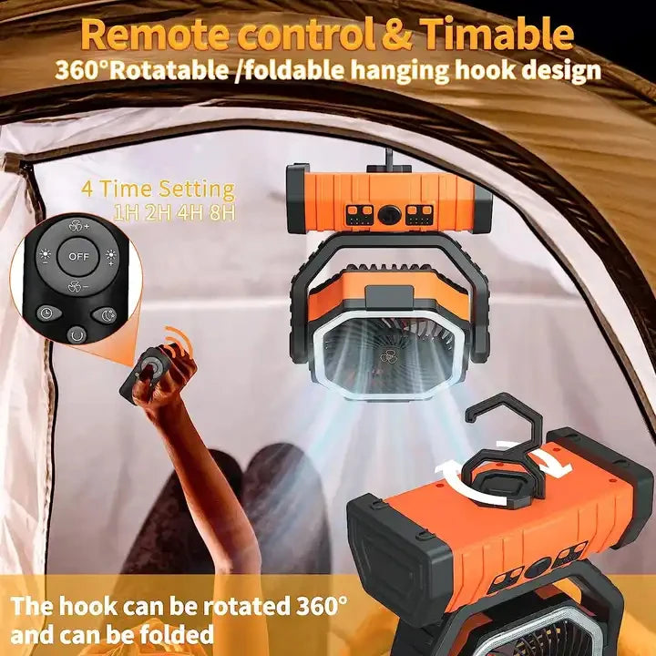 SmartGearPros 20000mAh Rechargeable Fan – Portable Cooling Power for Camping, Garage & Emergency Use