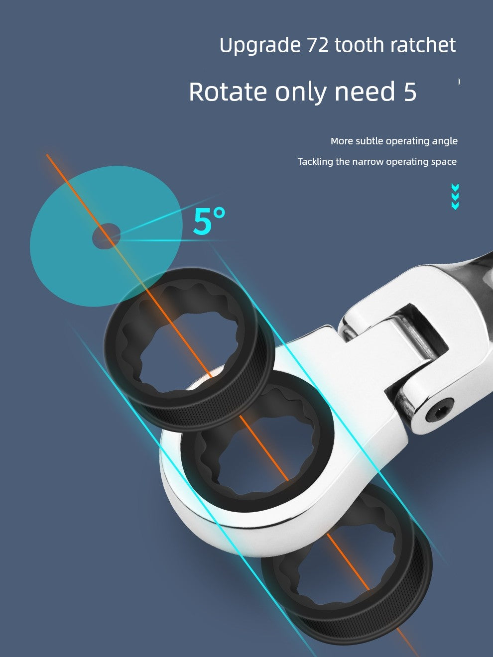 SmartGearPros Short Handle Fast Ratchet Wrench – Dual-Purpose, Labor-Saving, Offset Spanner (10-13mm)
