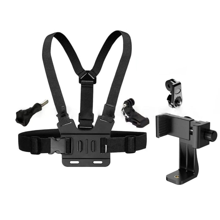Close-up of chest phone holder adjusting mechanism