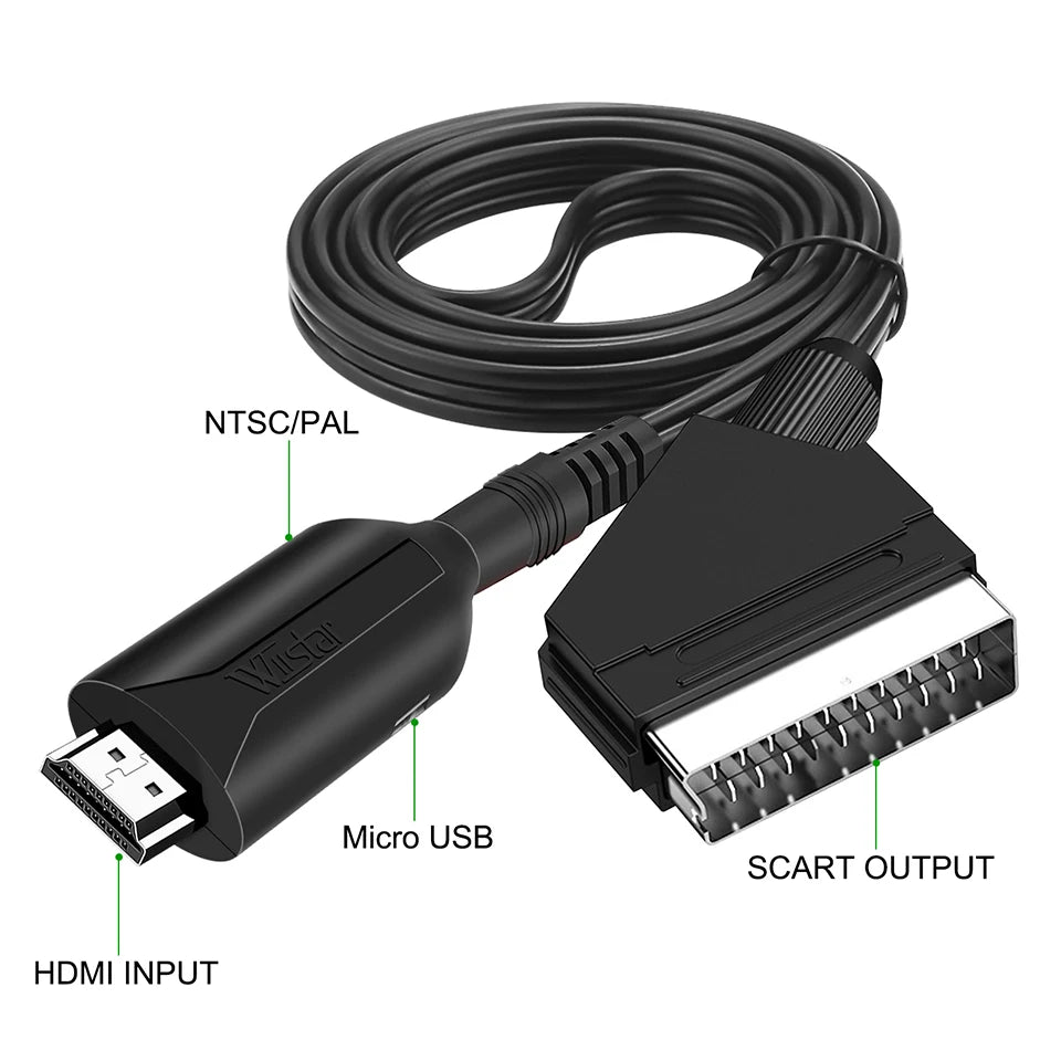 SmartGearPros HDMI to SCART Converter – AV Adapter for Retro TVs, DVD Players & Legacy Displays