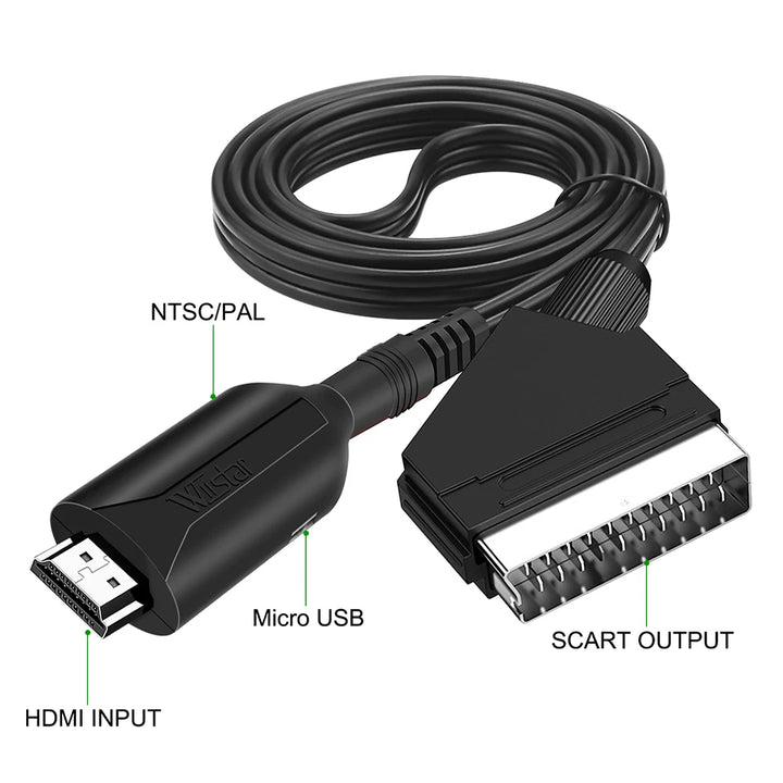 SmartGearPros HDMI to SCART Converter – AV Adapter for Retro TVs, DVD Players & Legacy Displays