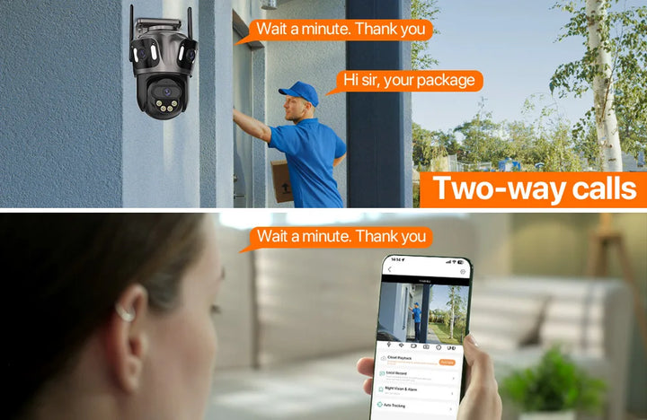 SmartGearPros TriSecure 4K WiFi Camera - AI Motion Tracking 3-Screen Security
