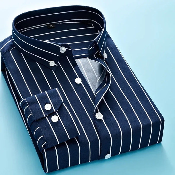 Men's striped dress shirt image angle 27